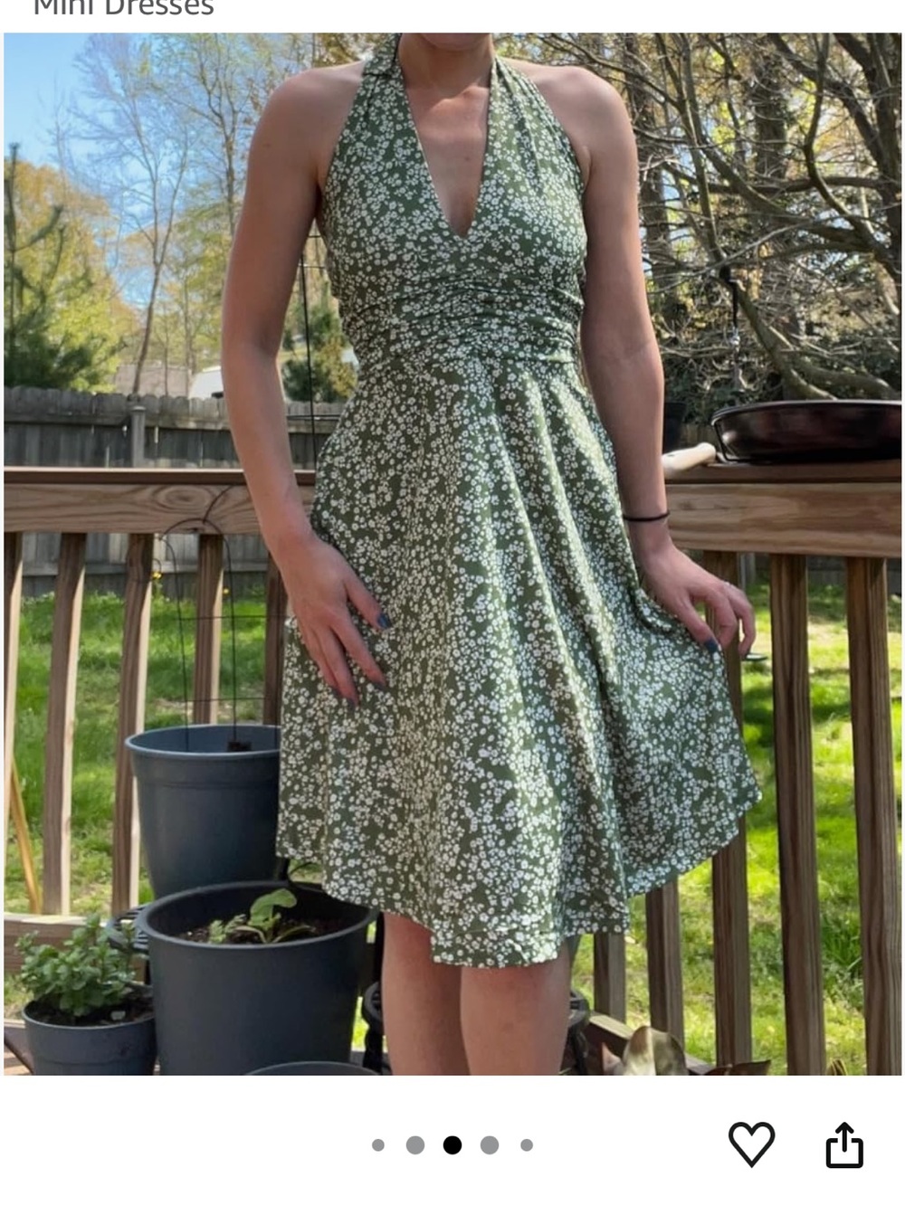 Floral Halter Green Mini Dress